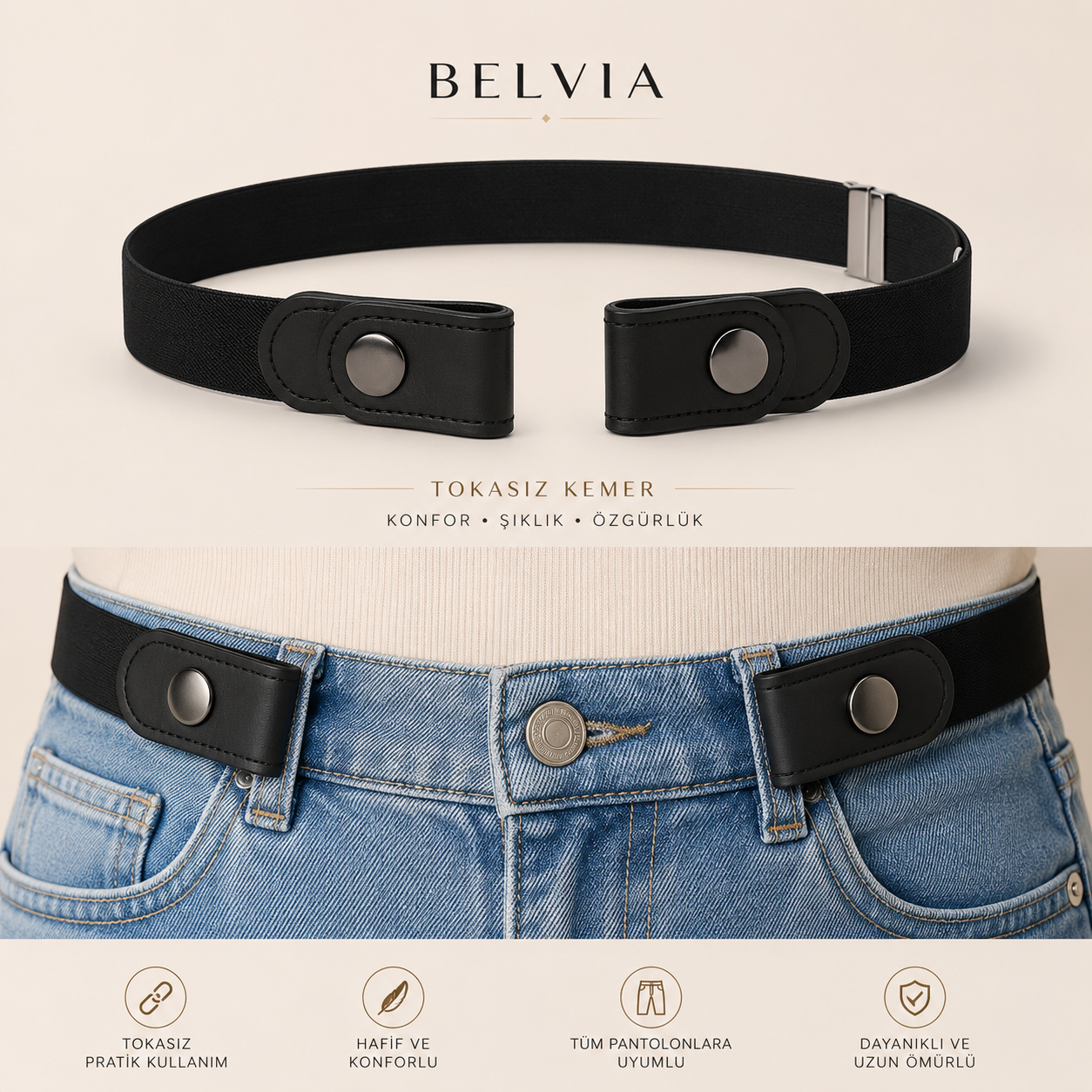 Belvia™ Premium Tokasız Kemer